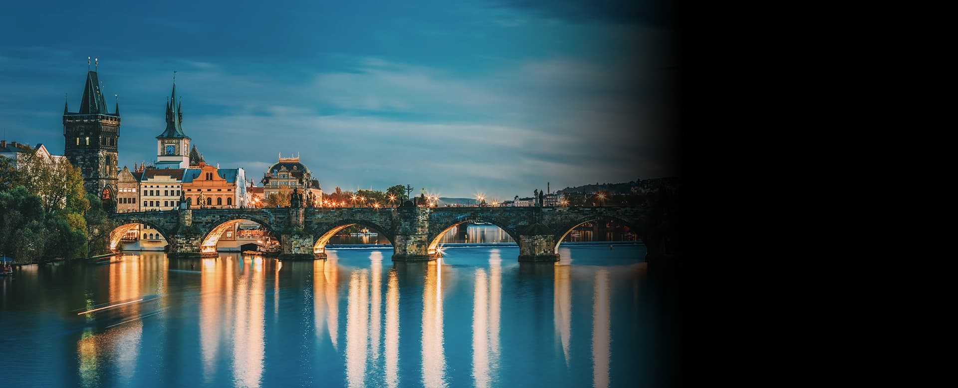 Image of city with bridge and lake